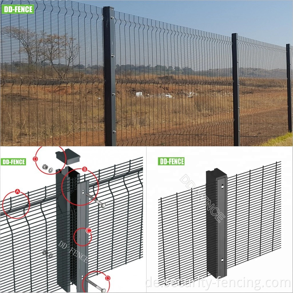 Schweißnetzes verzinkt 358 Hochsicherheit Anti -Aufstieg Anti -Schnittzaun für Flughafengrenzgasrefine -Behandlungsfabrik -Eisenbahn -Umspannwerke